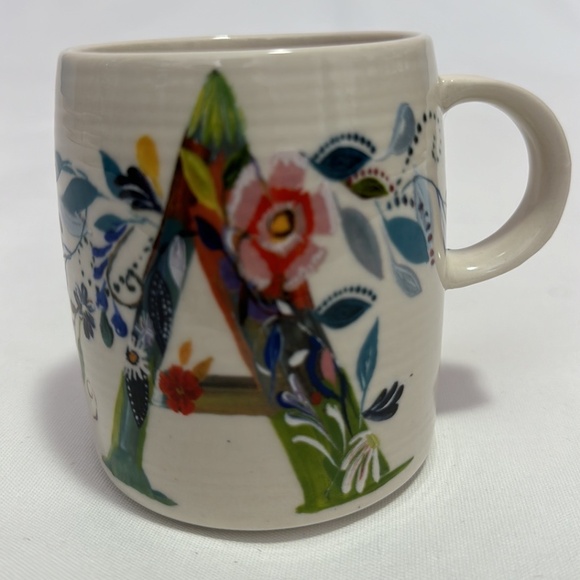 Anthropologie Starla Halfmann Petal Palette Coffee Cup Mug Initial Monogram A - Picture 2 of 7